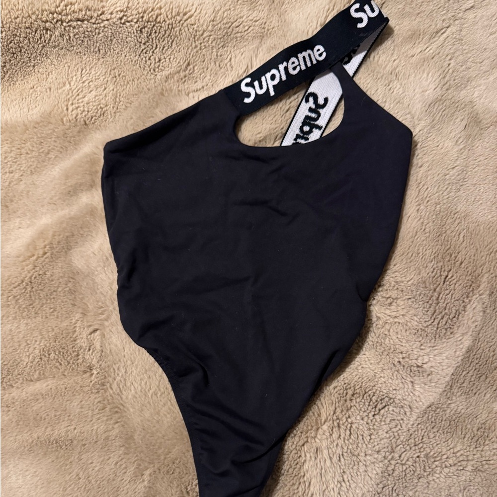 Supreme Black One Shoulder Bodysuit